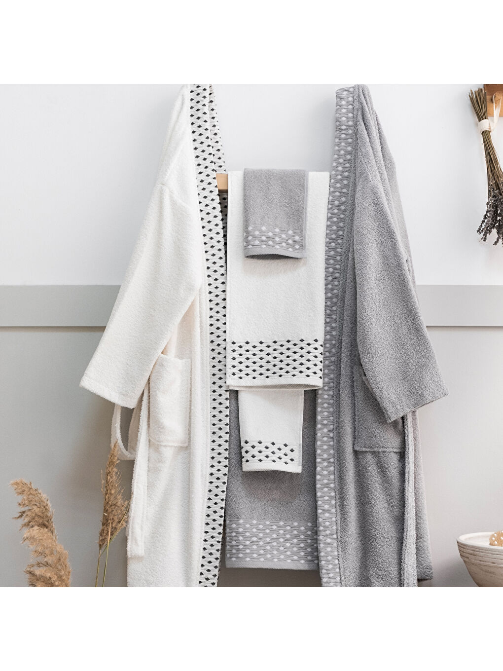 Home Veluro Banyo Seti 6 Parça-Gri-4