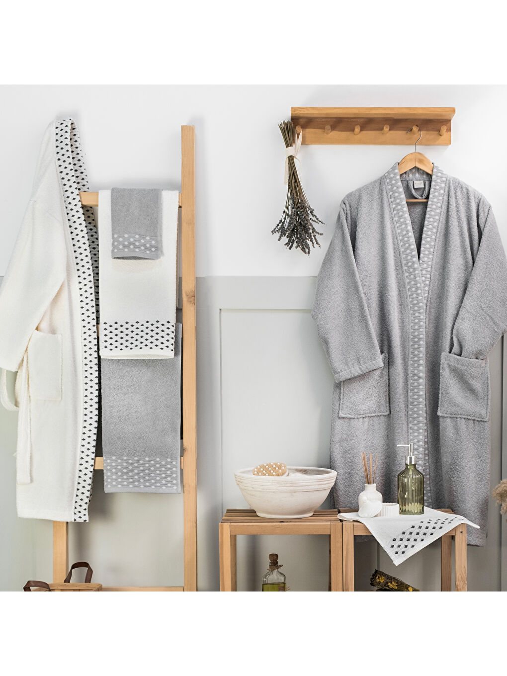 Home Veluro Banyo Seti 6 Parça-Gri-5