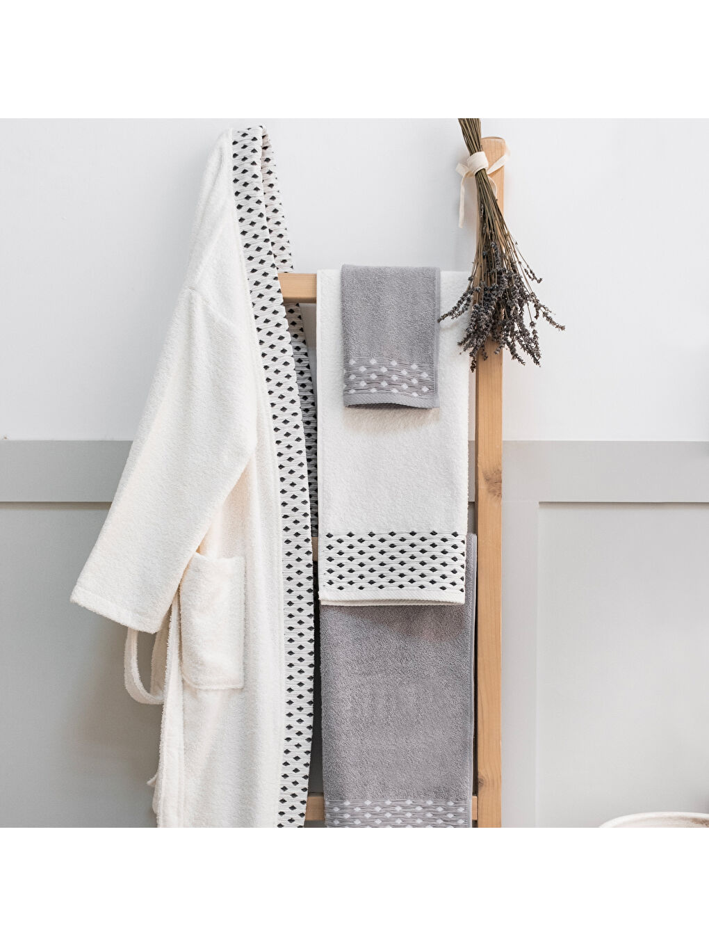 Home Veluro Banyo Seti 6 Parça-Gri-7