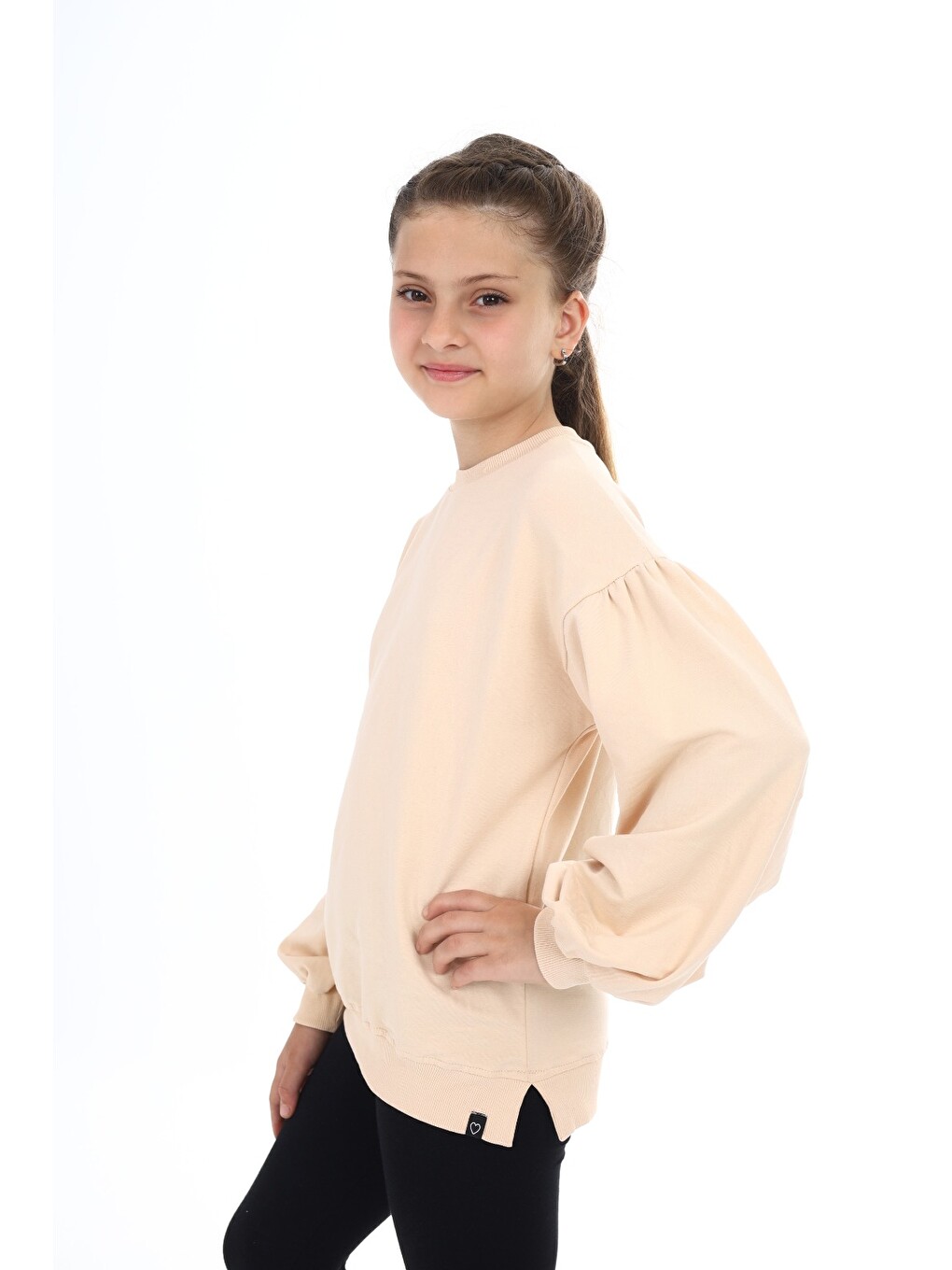 Bej Kız Çocuk Okul Sweatshirt-1