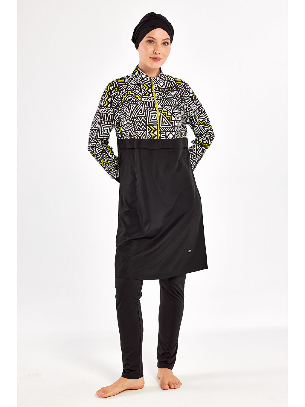 Spor Elastan Tam Kapalı Tesettür Mayo Jules 1407 Siyah-1