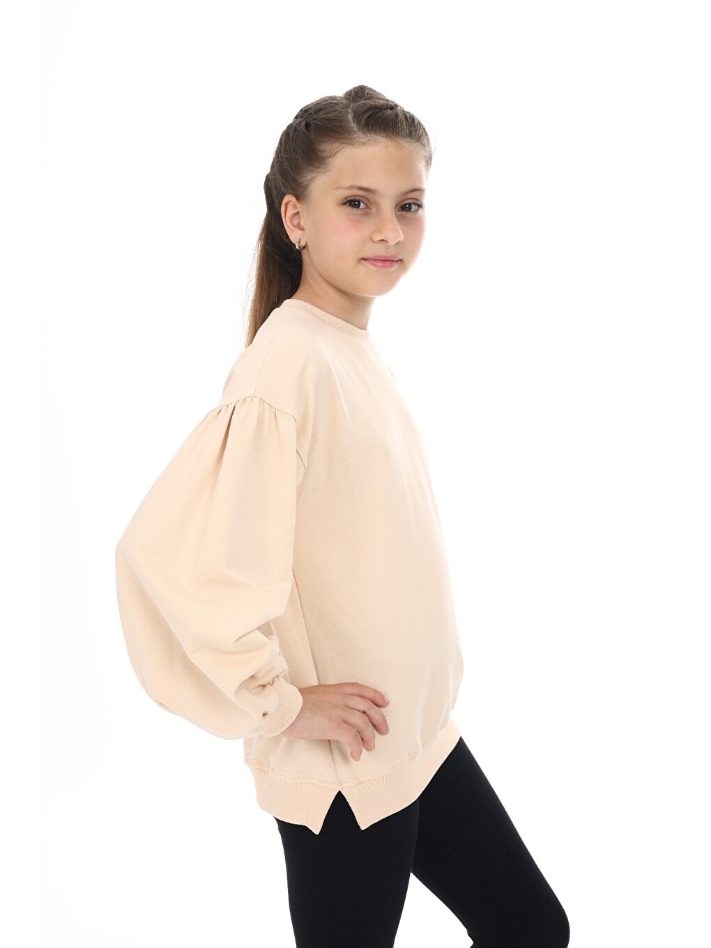 Bej Kız Çocuk Okul Sweatshirt-3