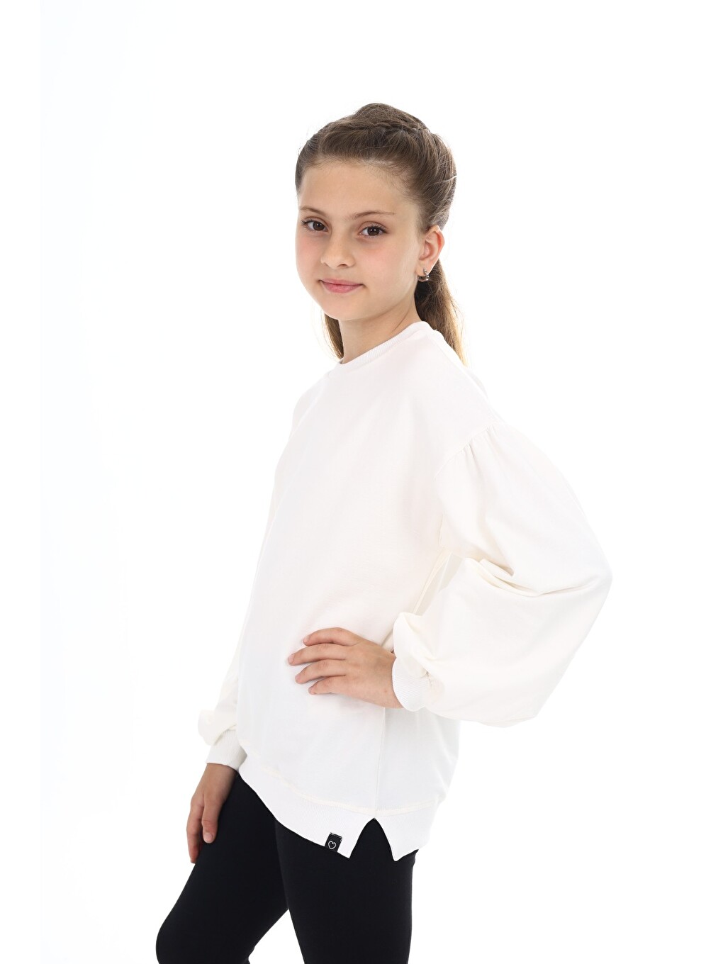 Ekru Kız Çocuk Okul Sweatshirt-1