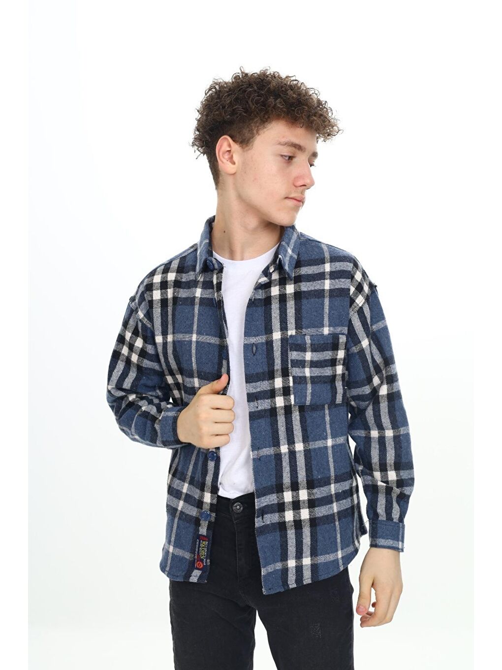 İndigo Erkek Çocuk Ekose Desenli Oduncu Gömlek P2001