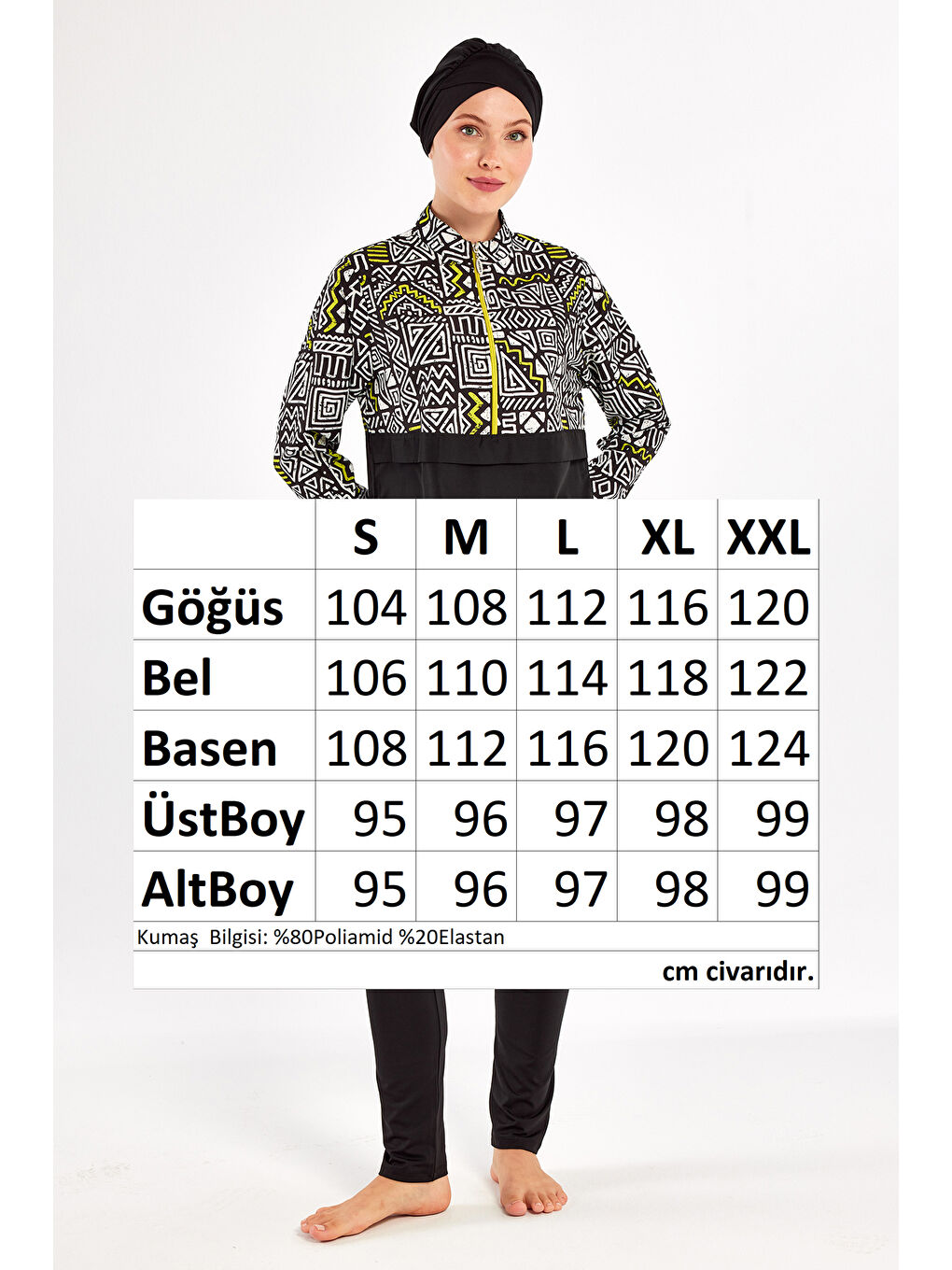 Spor Elastan Tam Kapalı Tesettür Mayo Jules 1407 Siyah-3