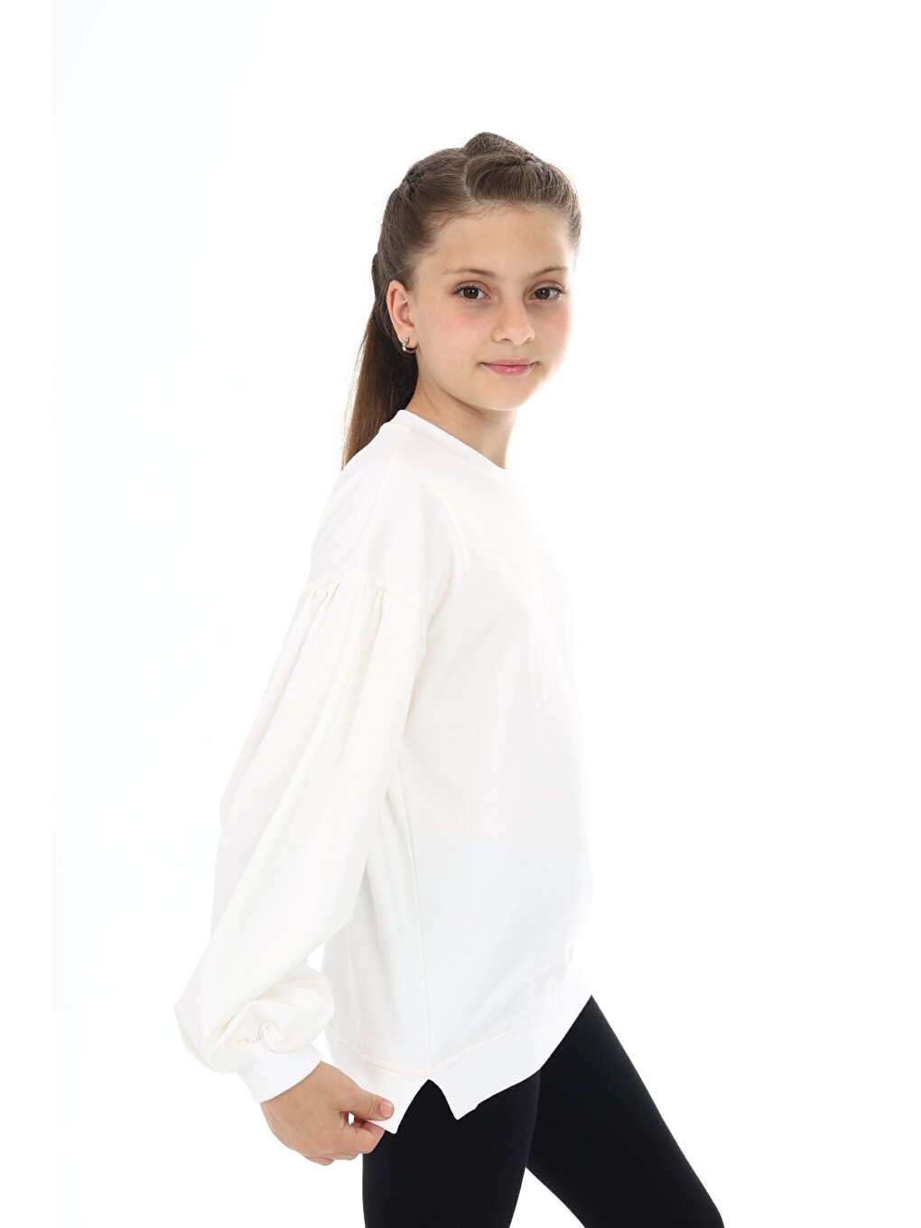 Ekru Kız Çocuk Okul Sweatshirt-3