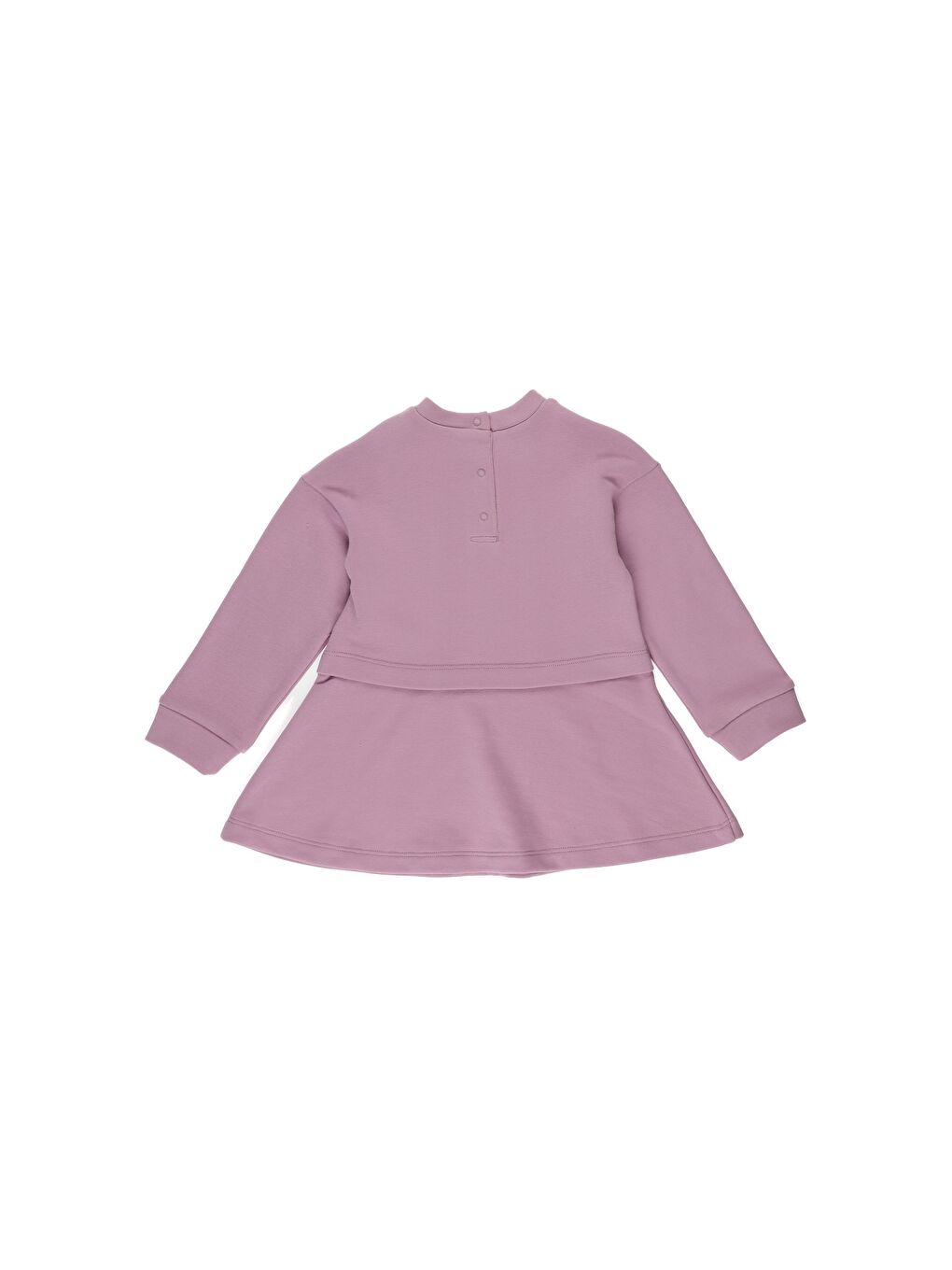 Lila Kız Bebek Volanlı Baskı Detaylı Örme Elbise-1
