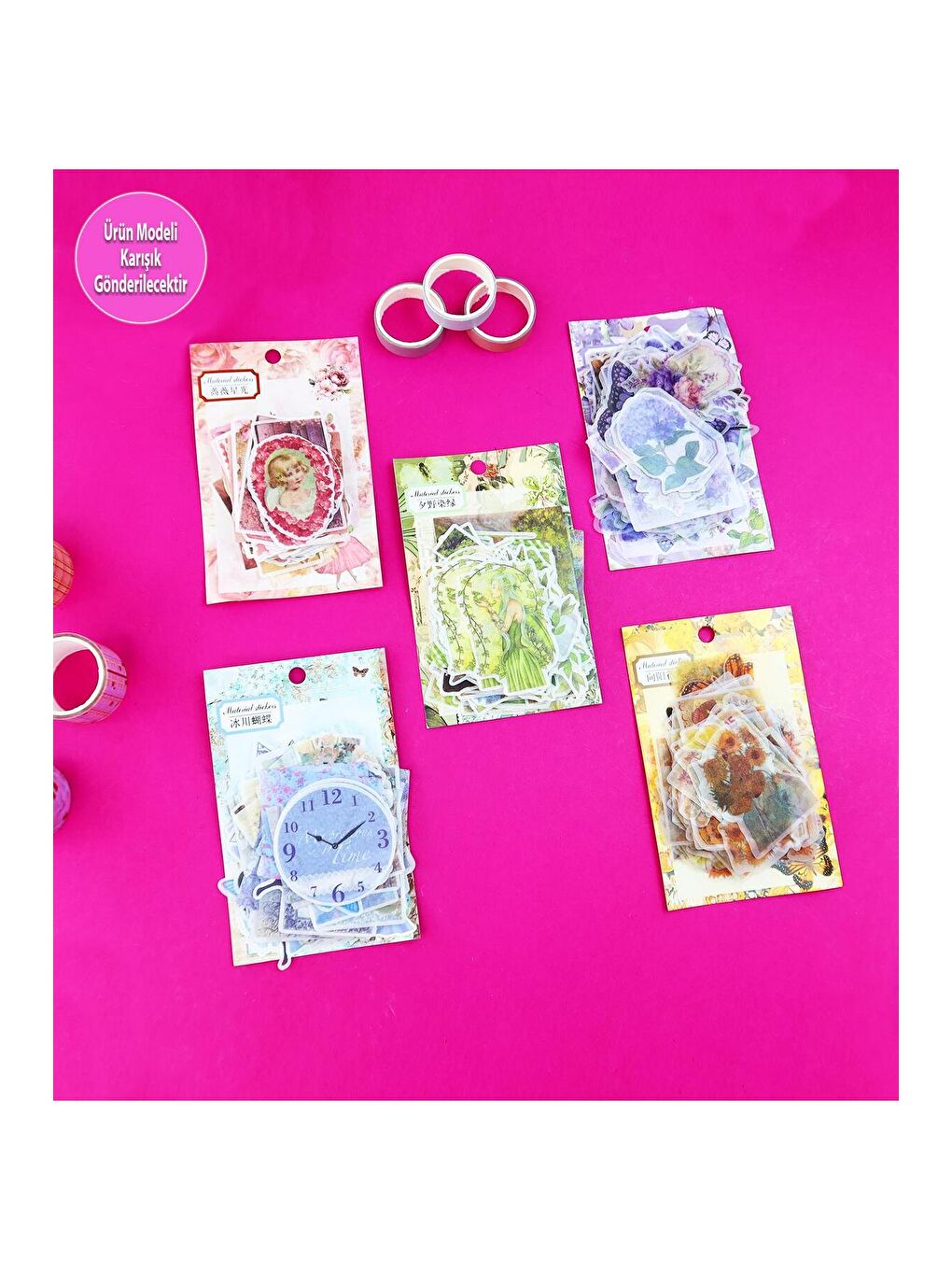 Scrapbook Uyumlu 100'lü Retro Sticker Paketi – Vintage Tarz Bm-1778