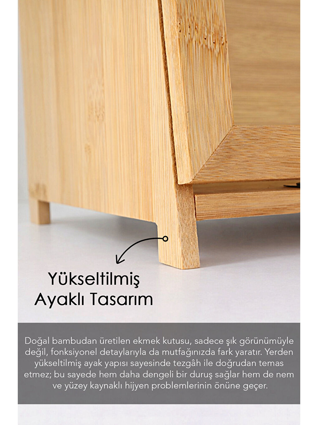 Bej Mıknatıs Kapaklı Bambu Ekmek Kutusu-3