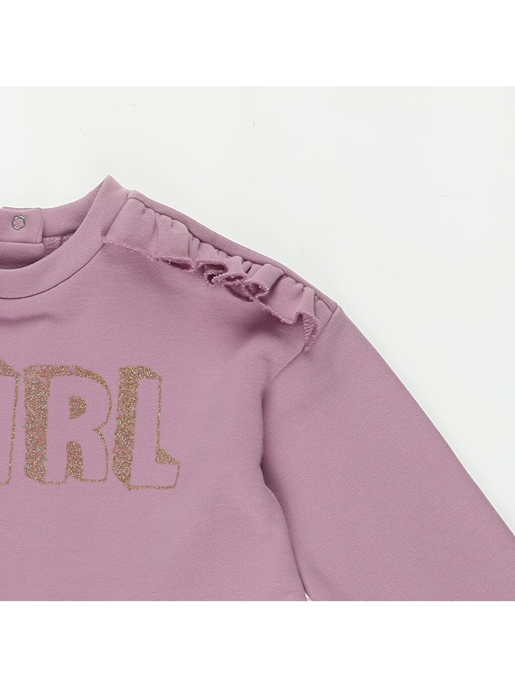 Lila Kız Bebek Volanlı Baskı Detaylı Örme Elbise-2