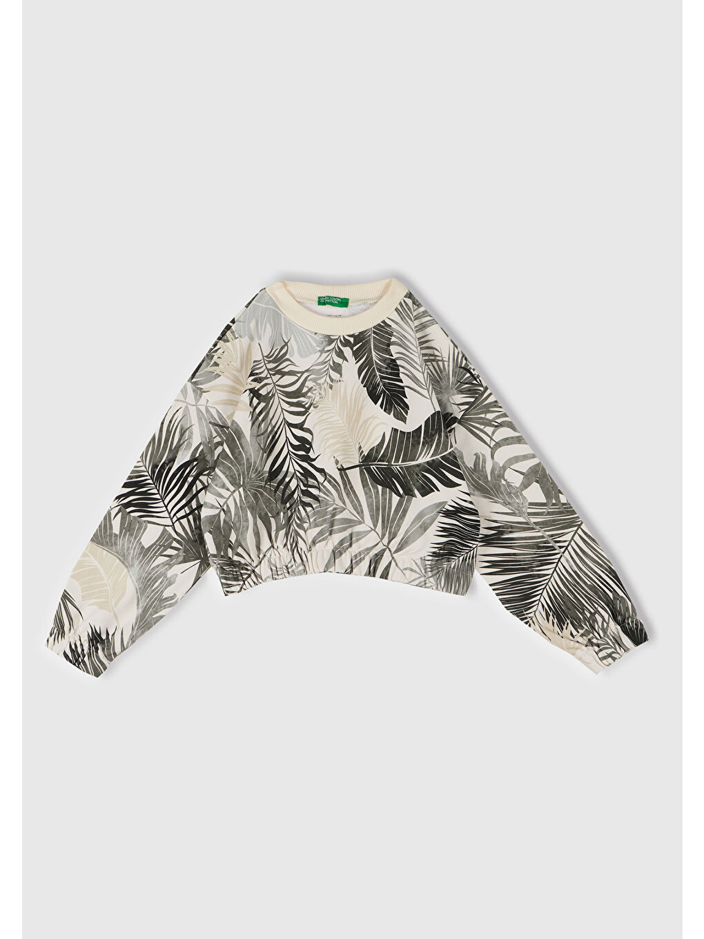 Kız Çocuk Siyah Mix Tamamı Desenli Logo Etiketli Ribanalı Sweatshirt