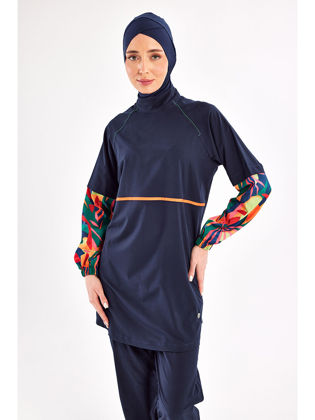 Spor Elastan Tam Kapalı Tesettür Mayo Yeva 1205 Lacivert-2