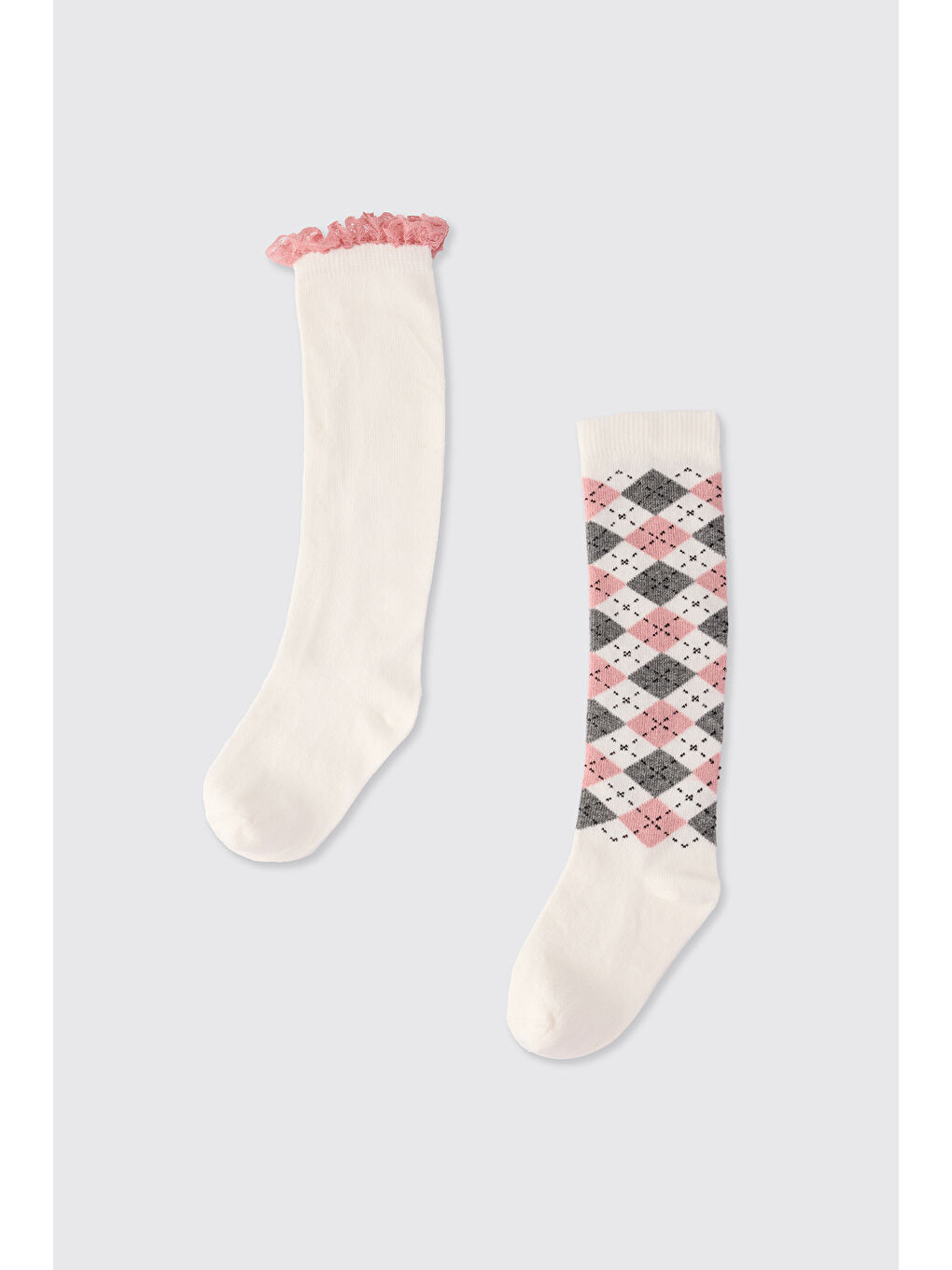Karışık Kız Çocuk 2'li Dizaltı Çorap