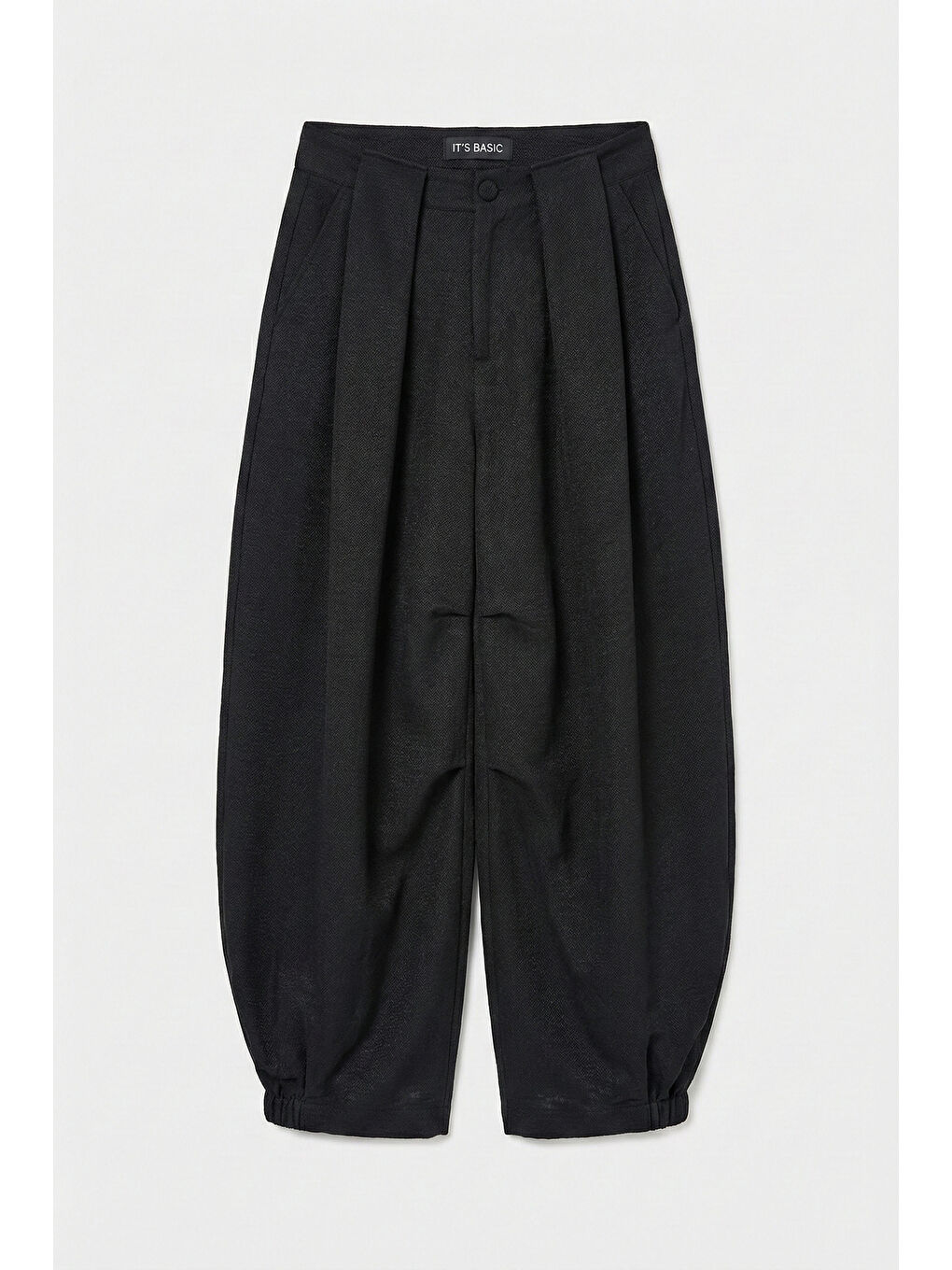 Kadın Siyah Balon Fit Viskon Kumaş Özel Tasarım Pantolon-2