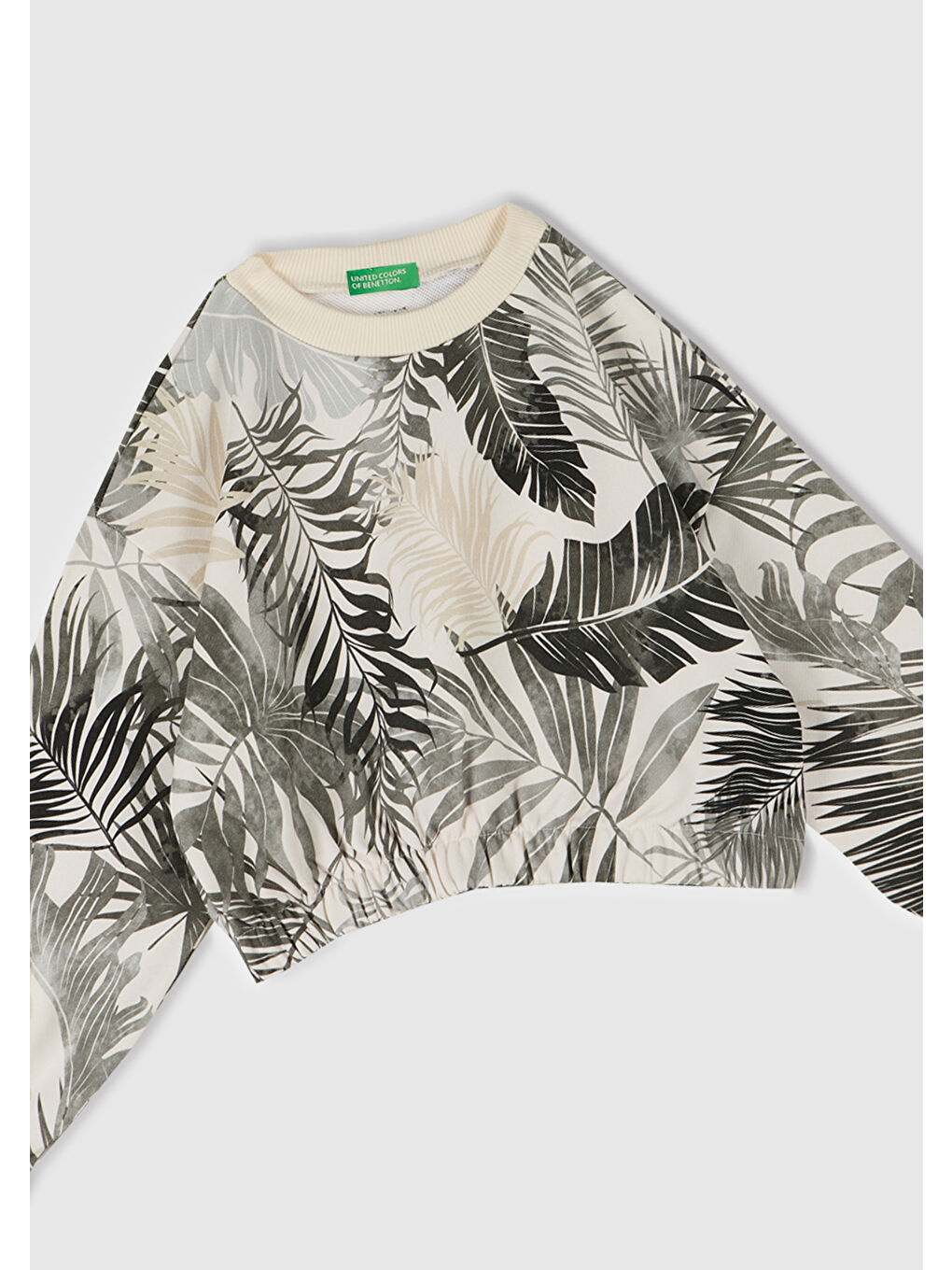 Kız Çocuk Siyah Mix Tamamı Desenli Logo Etiketli Ribanalı Sweatshirt-1