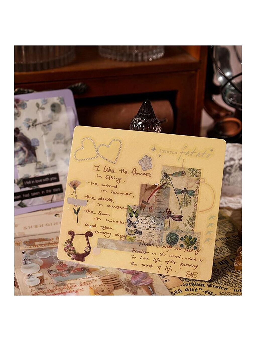 Vintage Temalı Sticker Seti – 3 Sayfa Scrapbook Etiketi-1