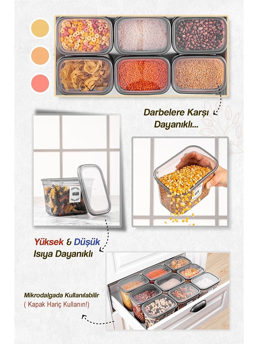 Antrasit 24'lü Dikdörtgen Erzak Saklama Kabı-1