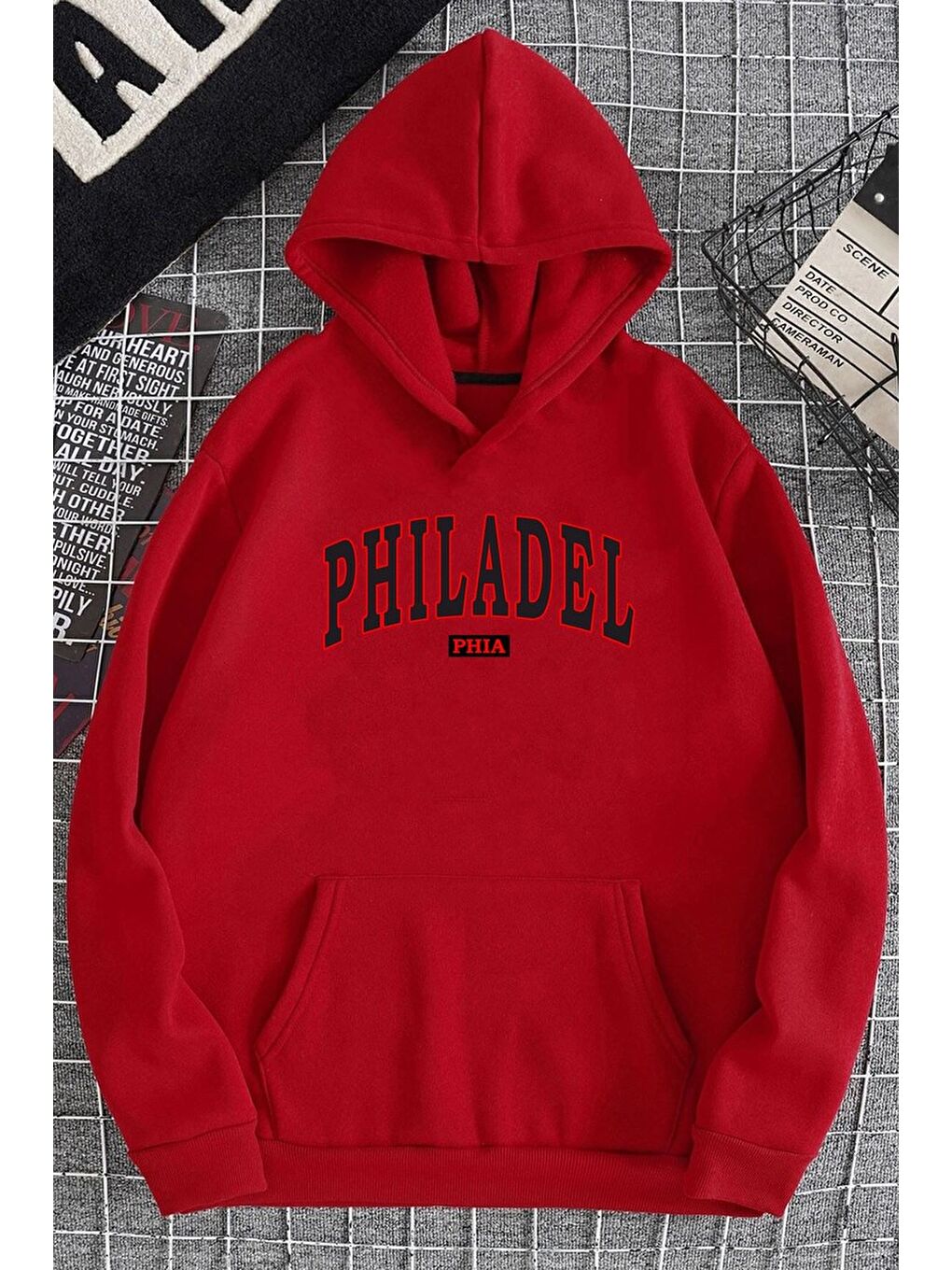 uyguntarz Kırmızı Unisex Philadelphia Baskılı Sweatshirt