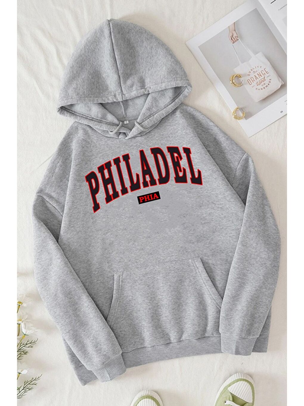 uyguntarz Gri Unisex Philadelphia Baskılı Sweatshirt