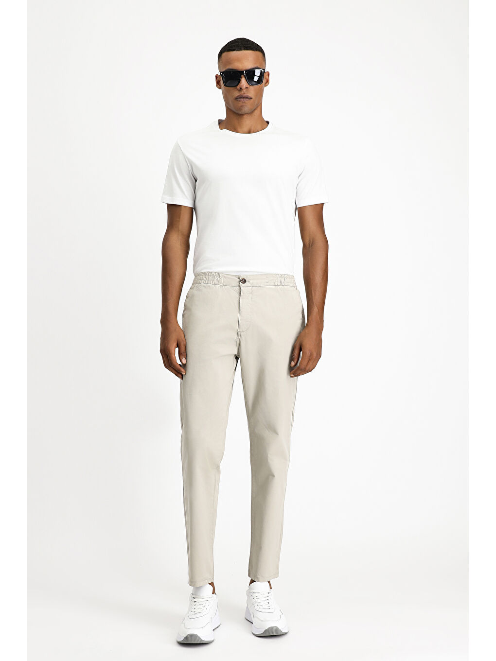 Kahverengi Regular Fit Beli Lastikli Elastanlı Kanvas / Chino Pantolon