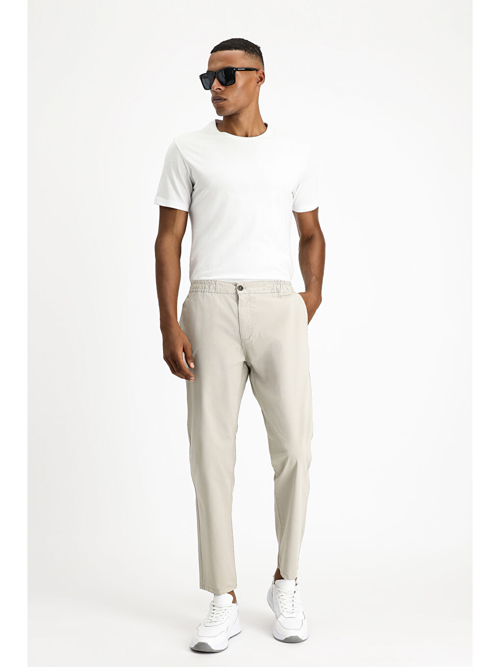 Kahverengi Regular Fit Beli Lastikli Elastanlı Kanvas / Chino Pantolon-2