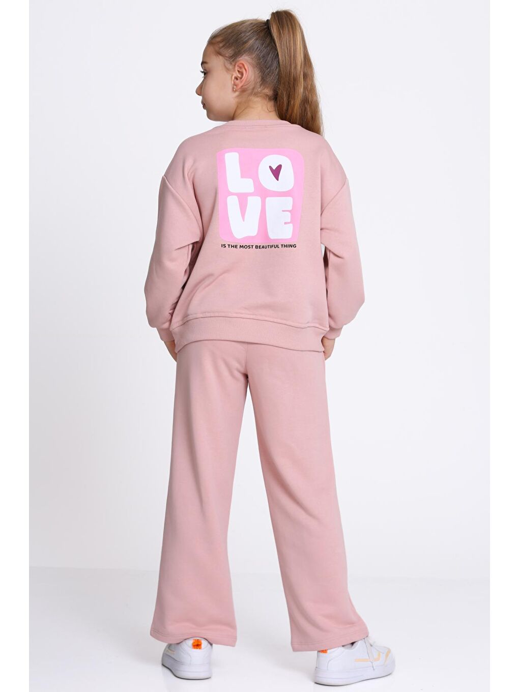 Kız Çocuk Pembe Love Baskı 5-9 Yaş Takım - 23303-4-4