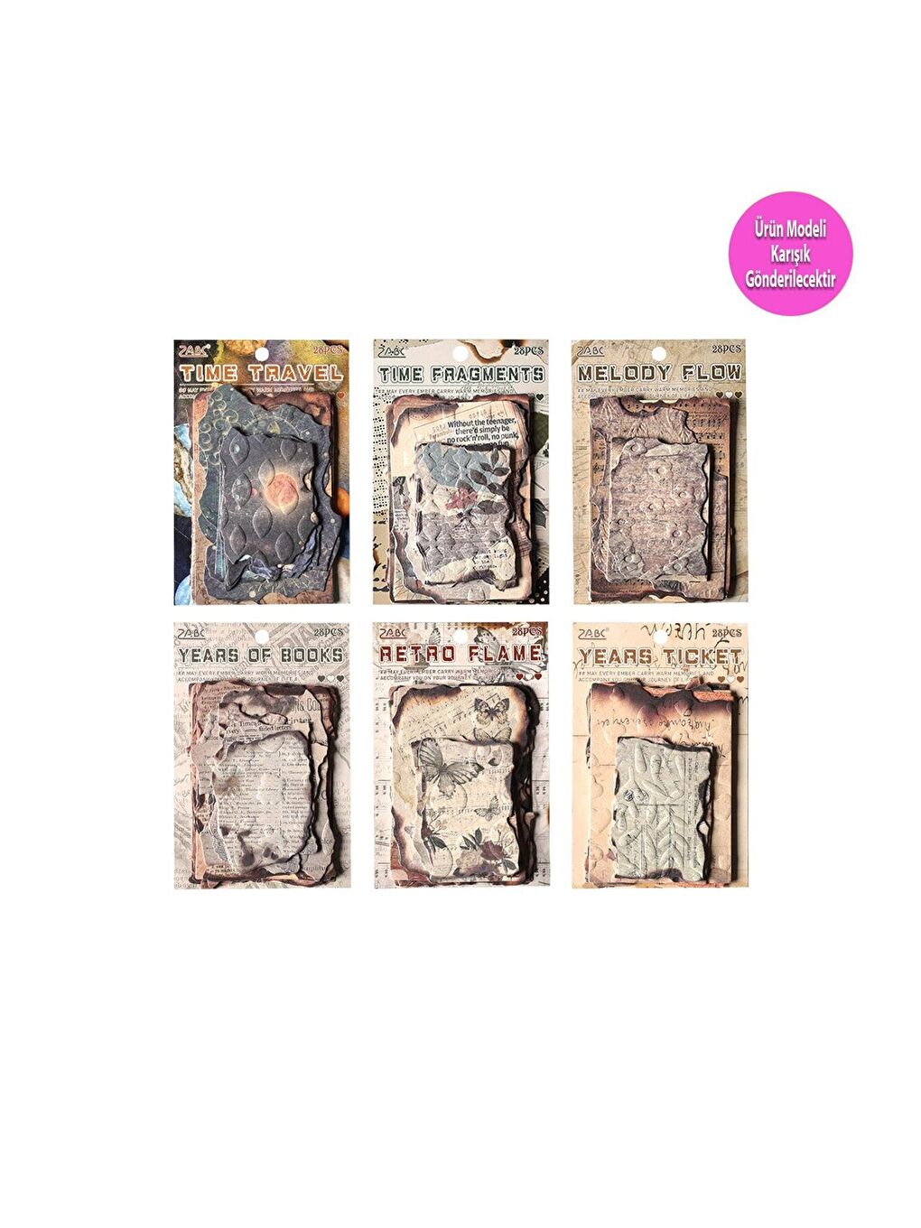 Vintage Tarzı Retro Scrapbook Kağıt Seti (28 Parça)-5