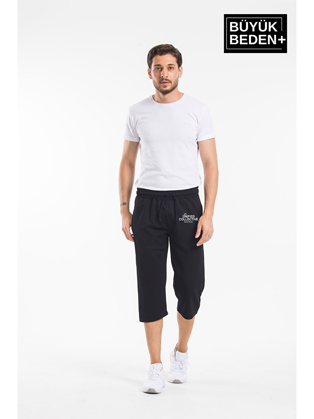 Siyah Erkek  Unified Collective Baskılı Slim Fit Kalıp Büyük Beden Şort SPR25BSR088