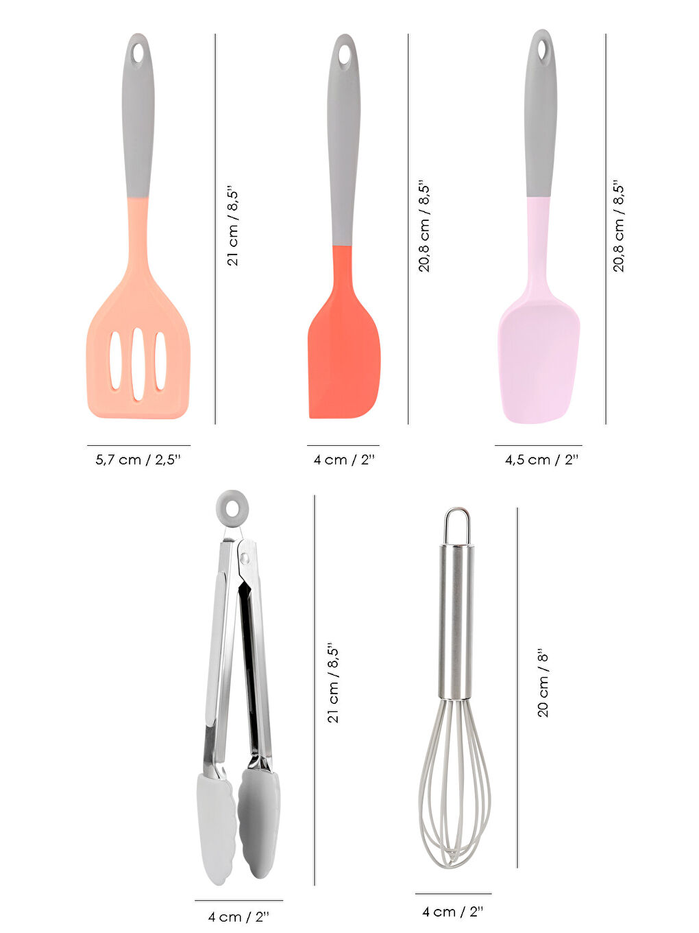 Karışık 5 Parça Silikon Yemek Hazırlık Seti-7