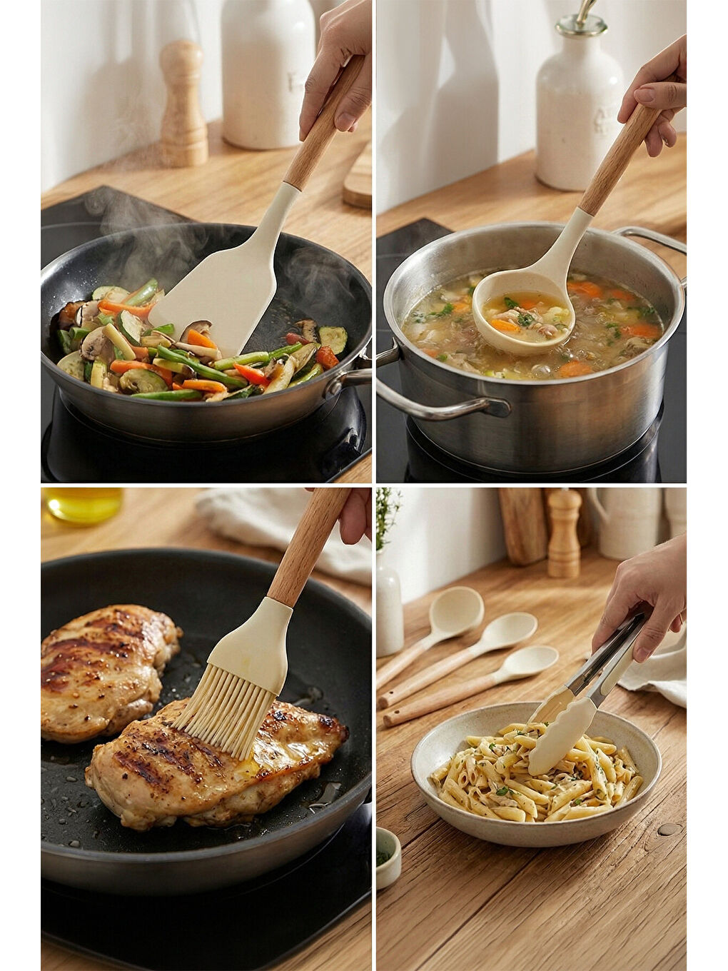 Bej 9 Parça Silikon Servis Seti-3