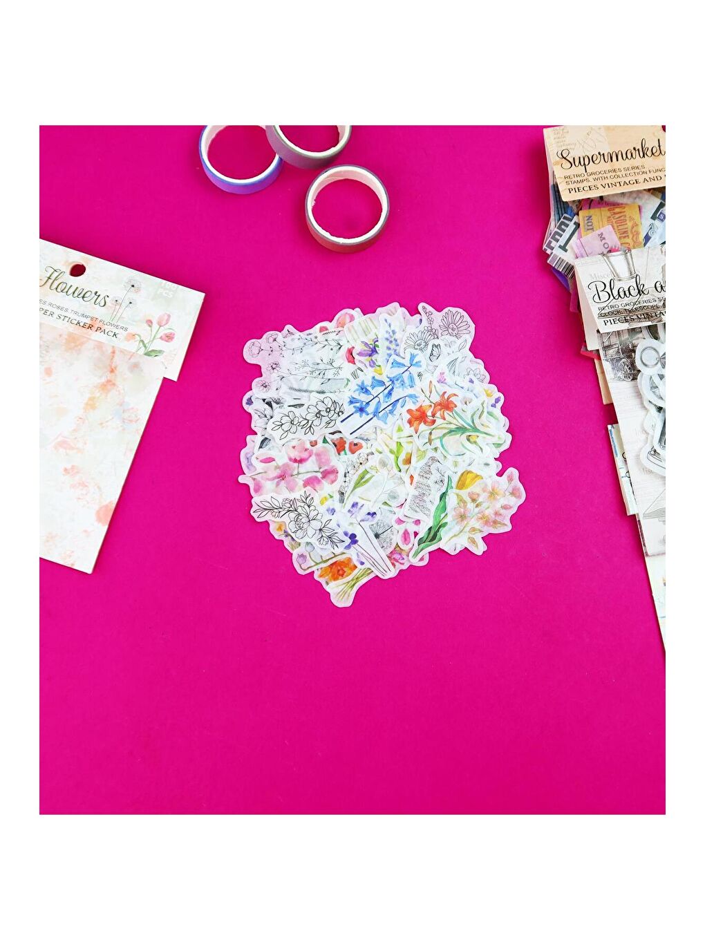 Scrapbook Uyumlu 100'lü Retro Sticker Paketi – Vintage Tarz Bm-1777-1