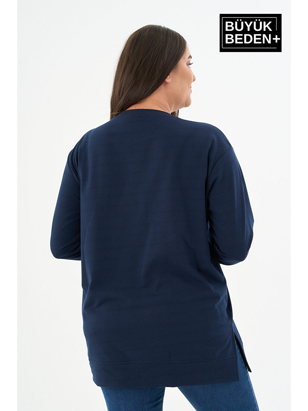 Lacivert Kadın Tunik Büyük Beden Sweatshırt SPR26BTK990-3