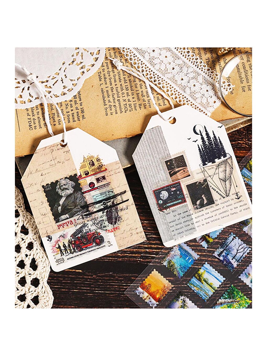 Pul Temalı 8 Sayfa Vintage Sticker – Dekoratif Ve Scrapbook Uyumlu-2