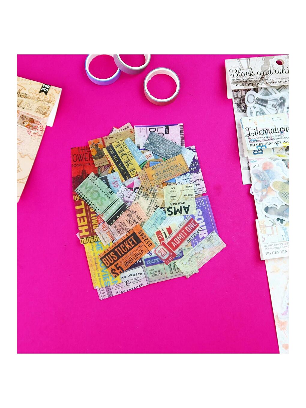 Scrapbook Uyumlu 100'lü Retro Sticker Paketi – Vintage Tarz Bm-1777-5