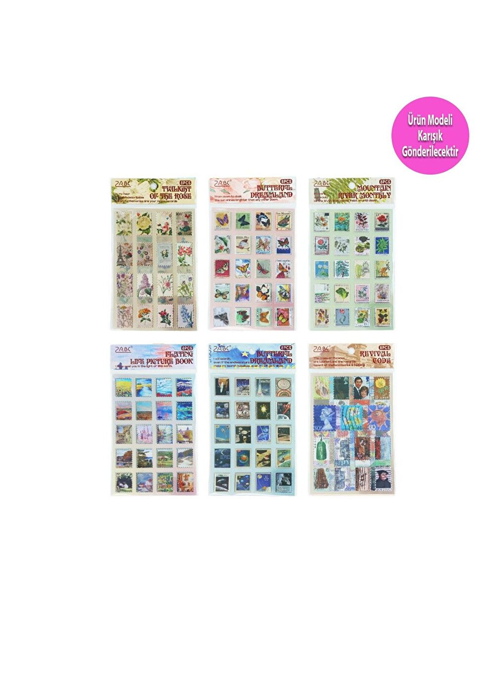 Pul Temalı 8 Sayfa Vintage Sticker – Dekoratif Ve Scrapbook Uyumlu-3