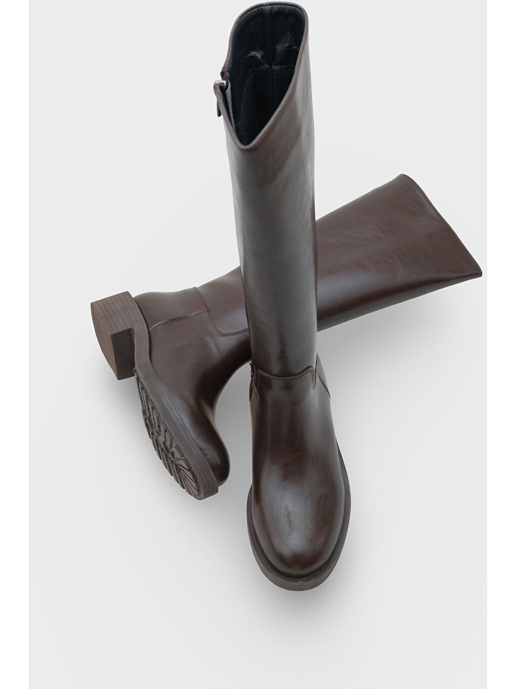 Kahverengi Zena Yuvarlak Burunlu Kadın Çizme-4