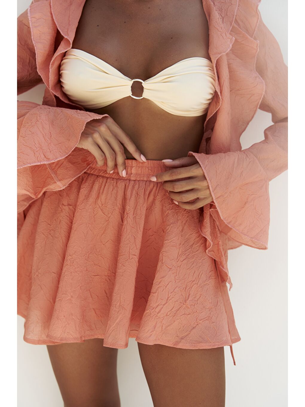 Kahverengi Aliza Kiremit Gömlek Şort Takım-5