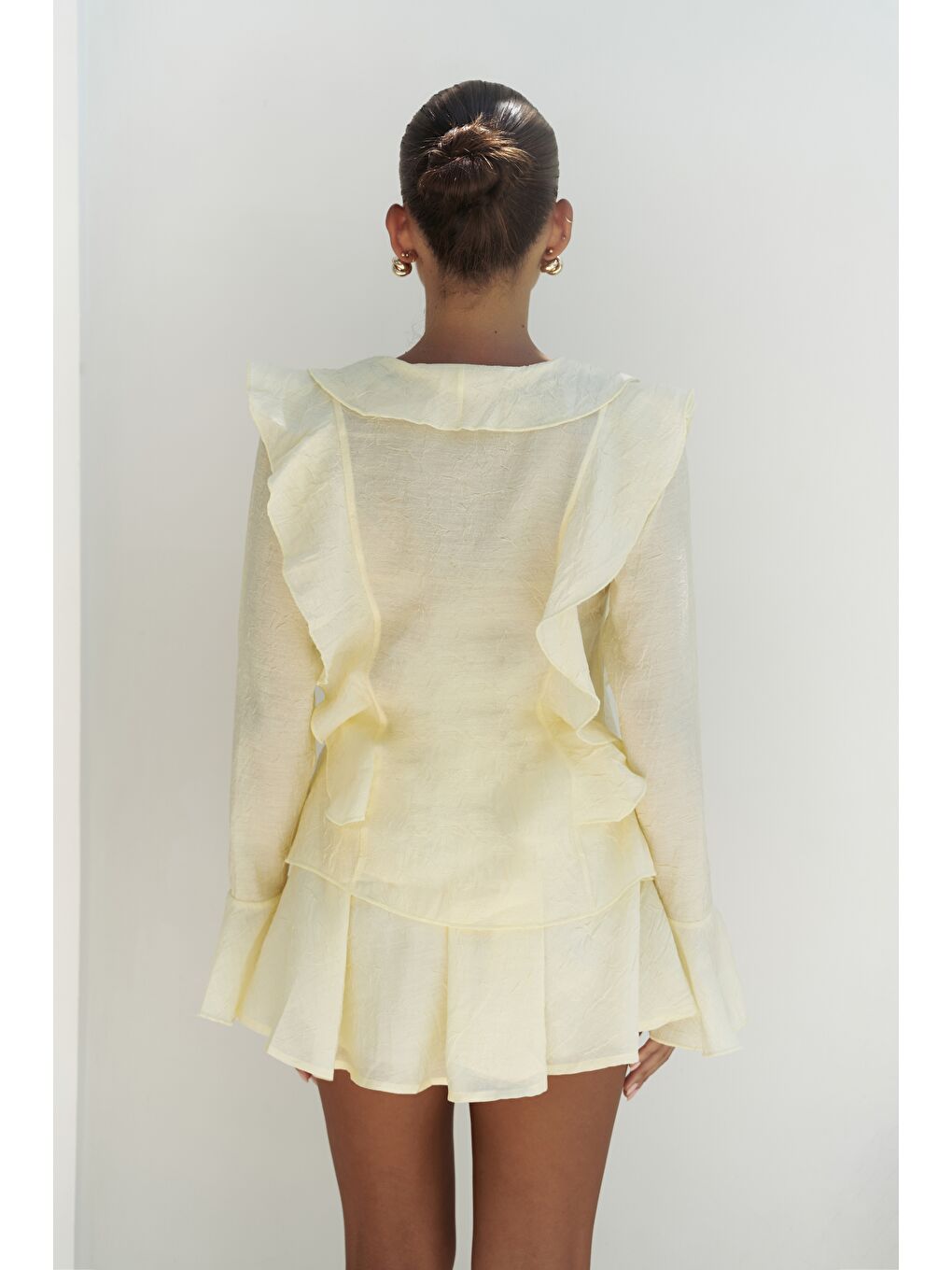 Aliza Sarı Gömlek Şort Takım-3