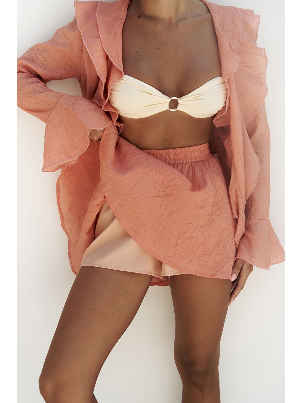 Kahverengi Aliza Kiremit Gömlek Şort Takım-6