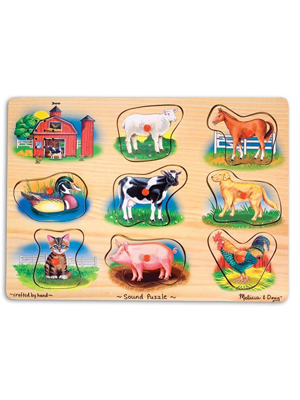 Melissa and Doug Karışık Ahşap Sesli Yapboz - Çiftlik Hayvanları - 1