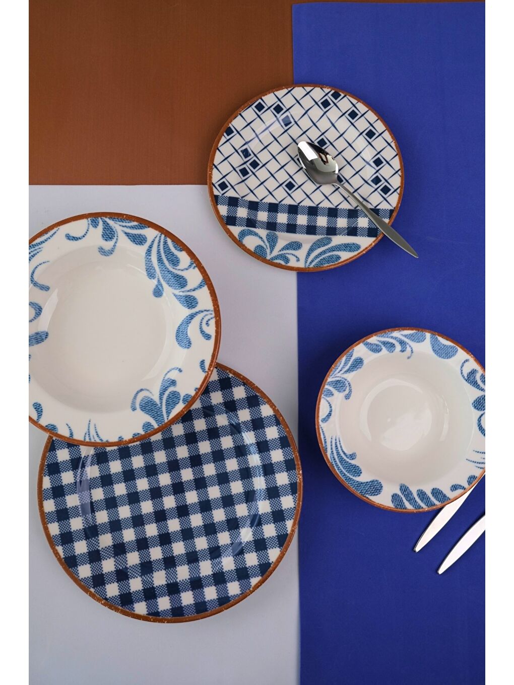 Karışık Porselen Lindy Yemek Takımı 6 Kişilik 24 Parça BNS24YKPRS1216-1