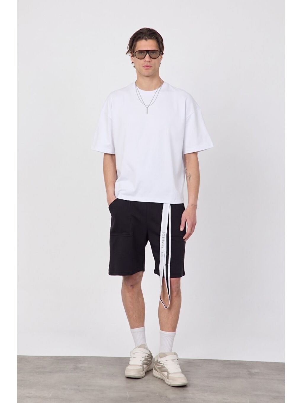 Erkek Blank Siyah Şort-1