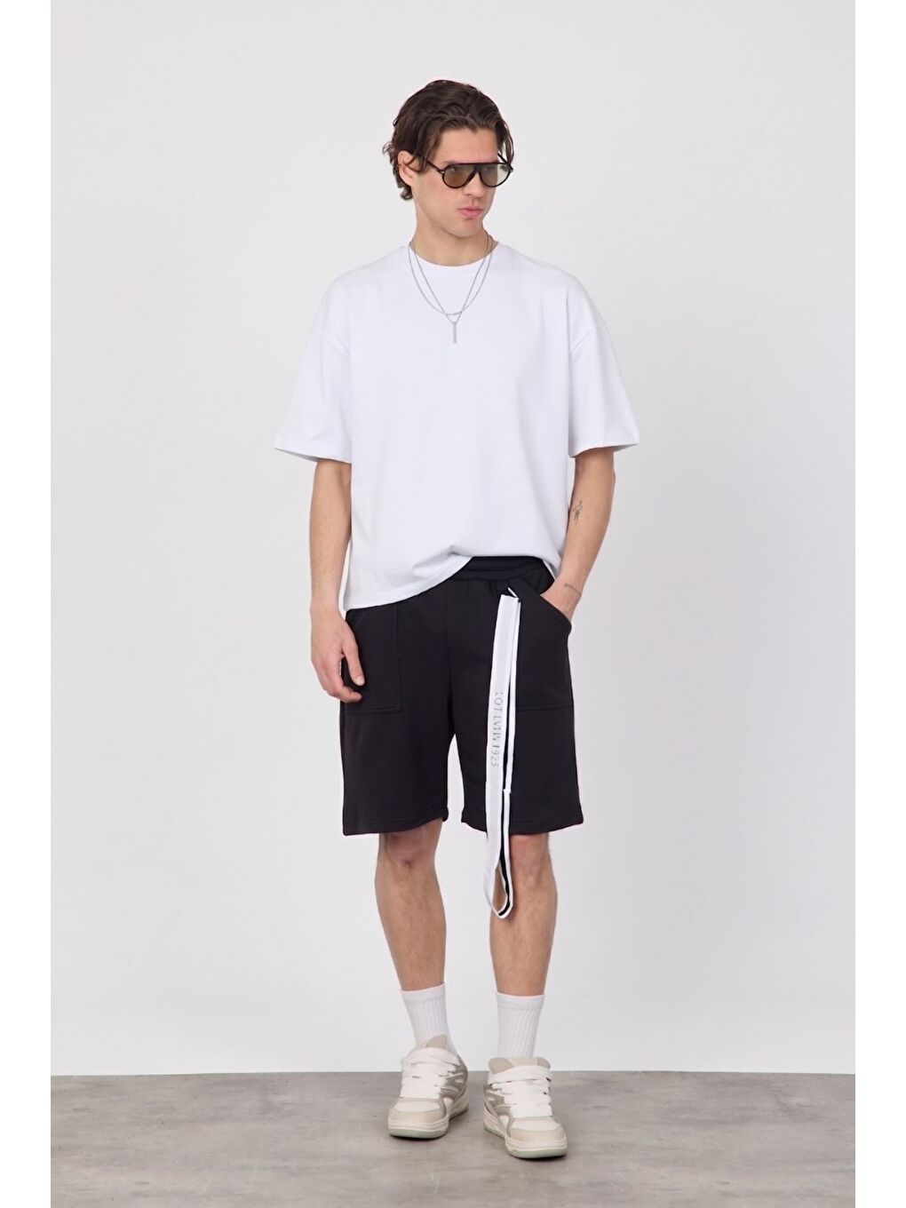 Erkek Blank Siyah Şort-3