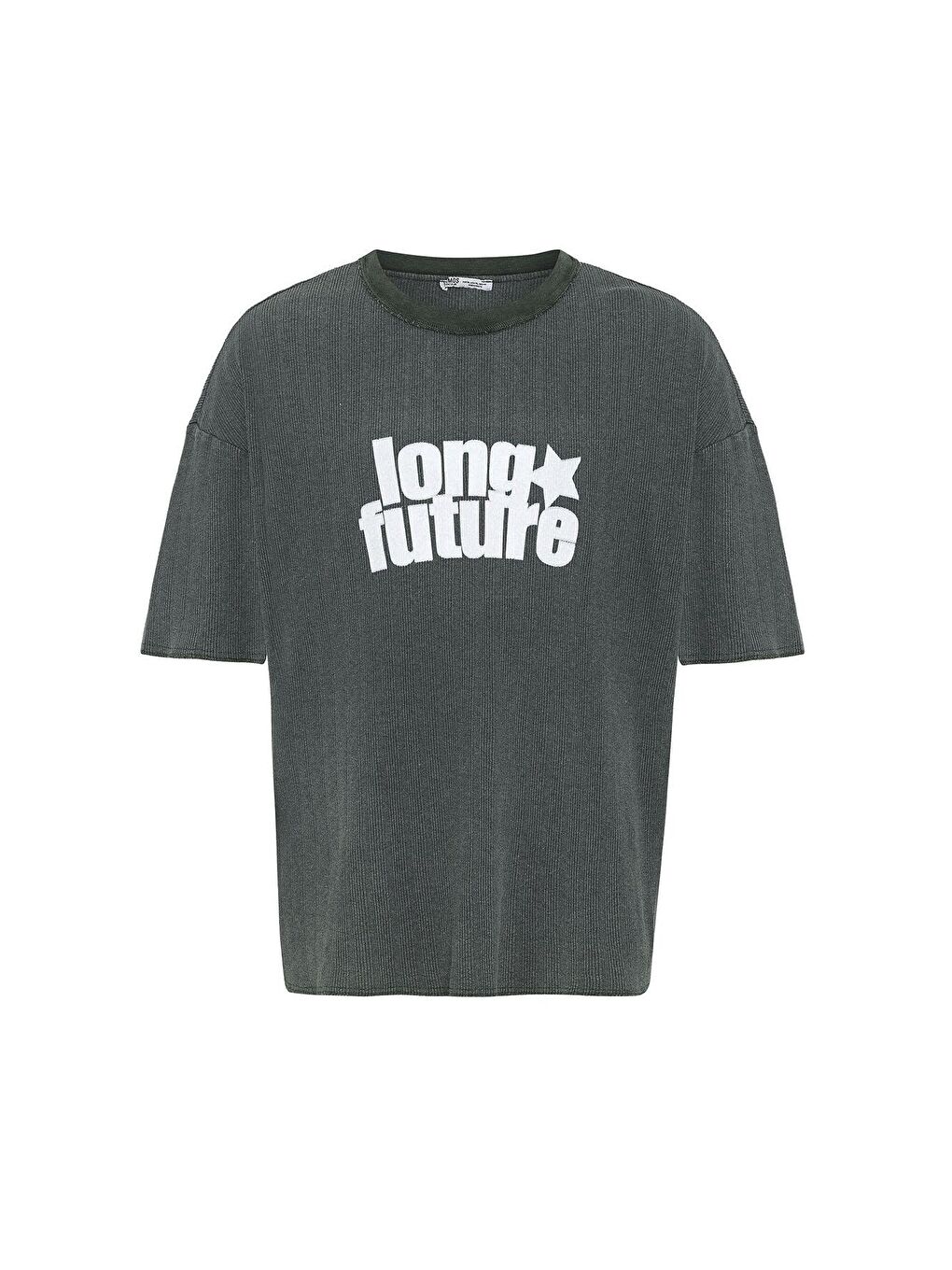 Yıkamalı Oversize Triko Tişört Yeşil-1