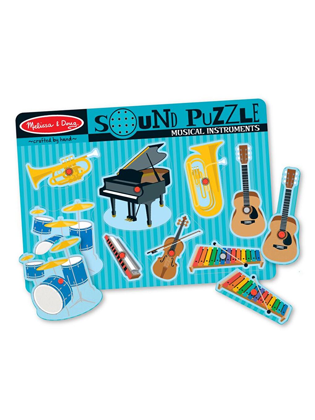 Melissa and Doug Karışık Ahşap Sesli Yapboz - Müzik Aletleri (8 Prç.) - 1