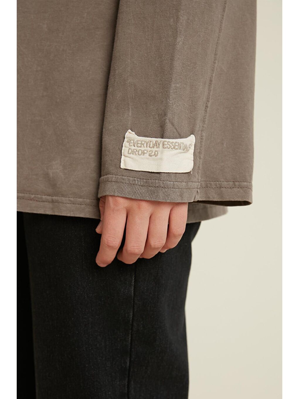 Soluk Efektli Oversize Sweatshırt Gri-3