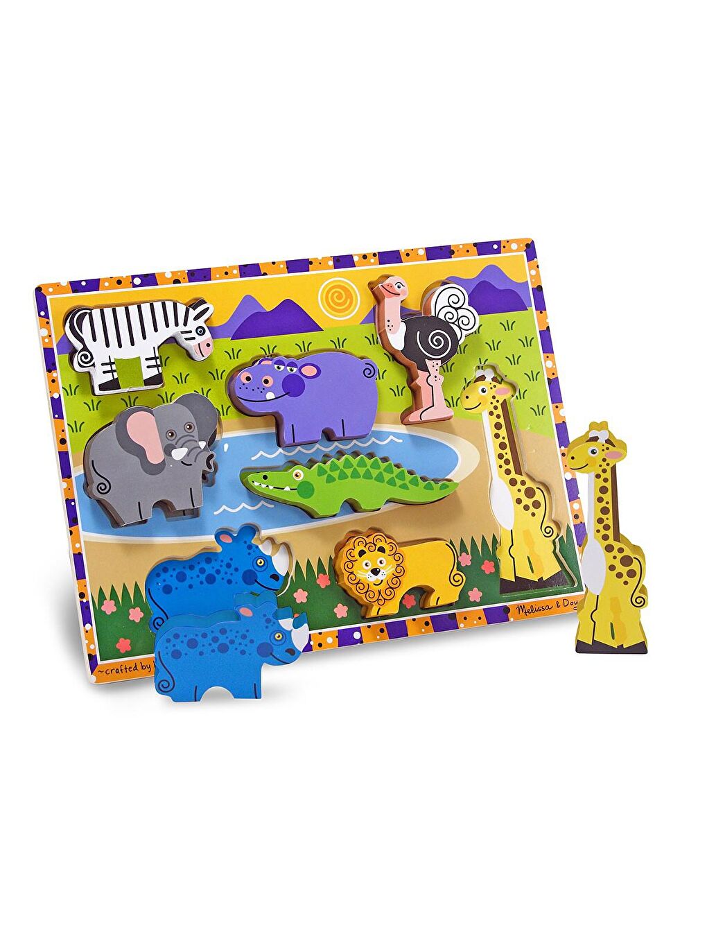 Melissa and Doug Karışık Ahşap Tombul Yapboz - Safari - 1