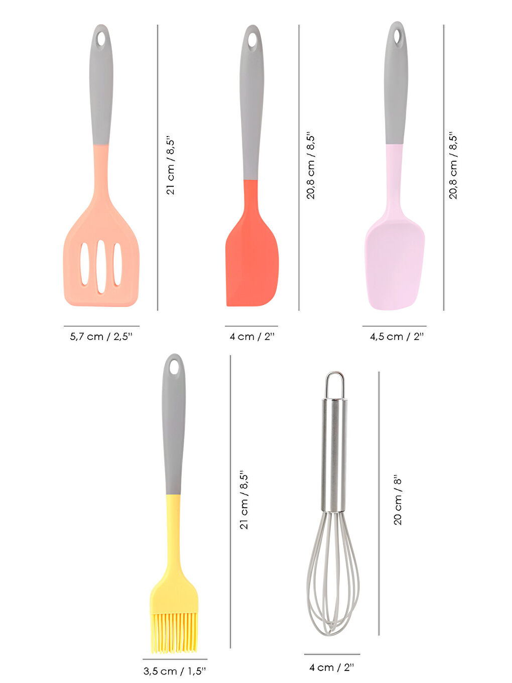 Karışık 5 Parça Silikon Yemek Hazırlık Seti-7