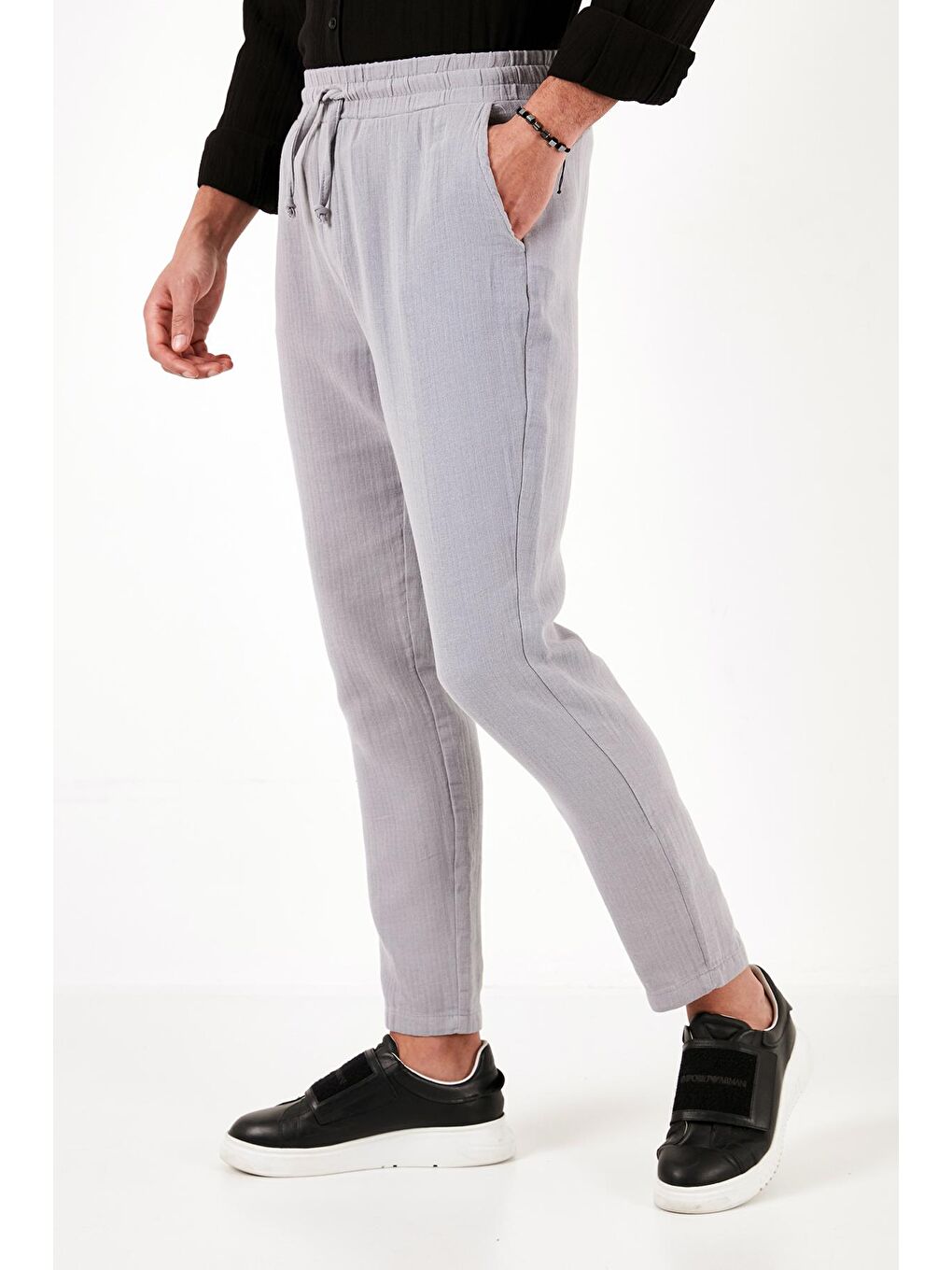 Gri Pamuklu Regular Fit Yazlık Müslin Erkek Pantolon CF24S617805