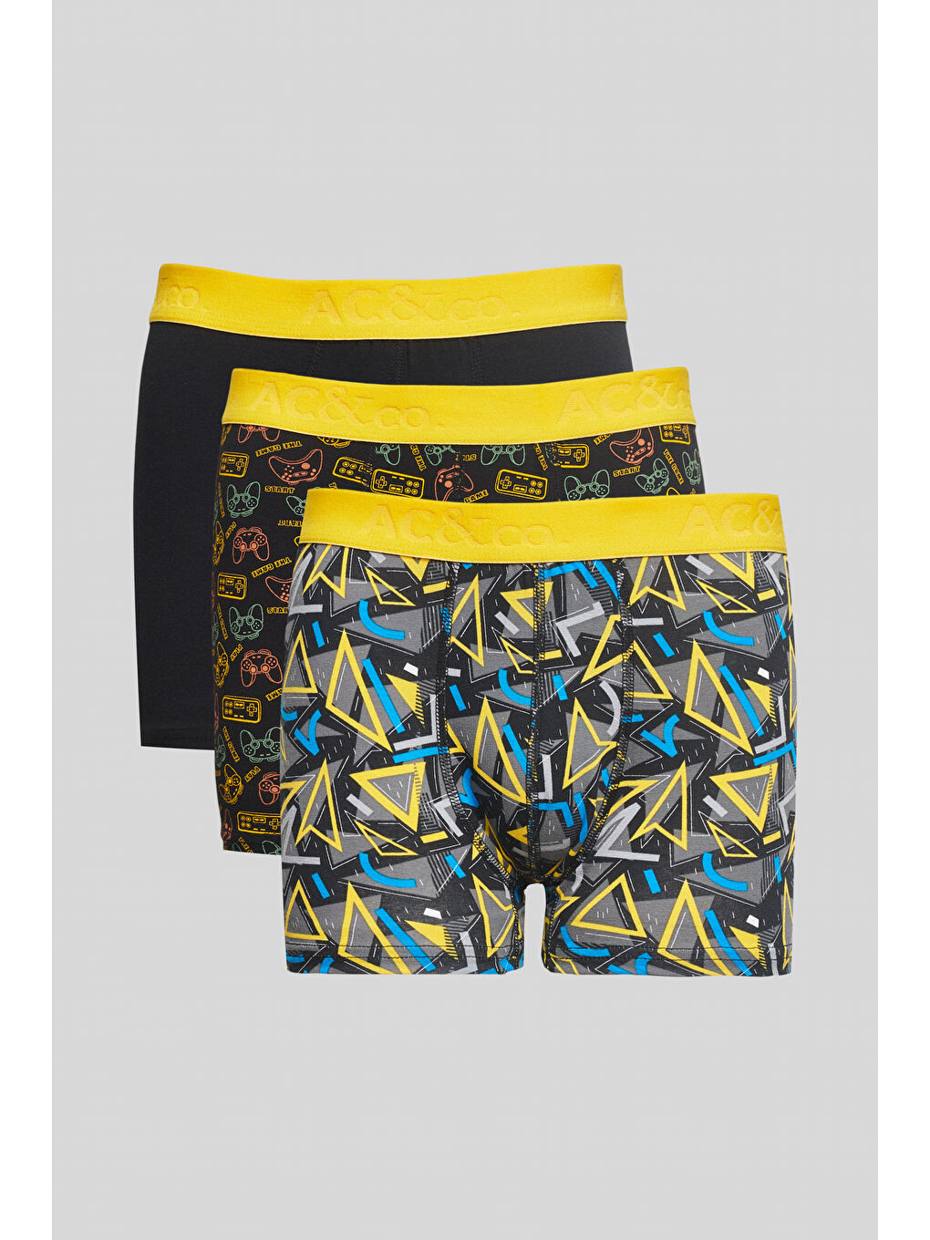 Erkek Siyah-Sarı 3'lü Boxer Paketi